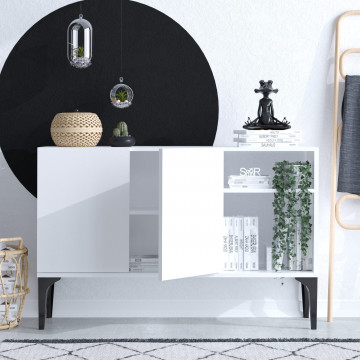 Servanta din pal melaminat Galaxy alba 120x80x40 xm - Img 4