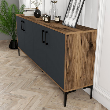 Servanta din pal melaminat Kiev nuc si antracit 180x78x35 cm - Img 5