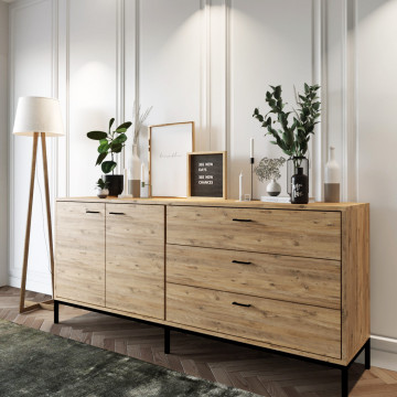 Servanta din pal melaminat Riga stejar 180x80x45 cm - Img 2