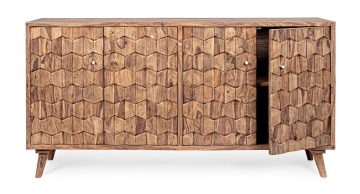 Servanta Kant, cu 4 uși, din lemn de sheesham, finisaj natural, 177x40x90 cm - Img 10