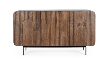 Servanta Orissa, 3 uși, din lemn de mango și oțel, 145x42x82 cm - Img 3