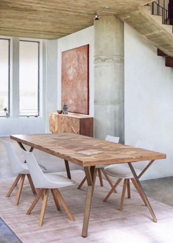 Servanta Raida, 160 cm, cu 3 uși, din lemn de acacia, stil vintage, 160x40x76 cm - Img 11