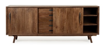 Servanta Sherman, 2 uși culisante și 5 sertare, lemn de mango, 200x40x85 cm - Img 9