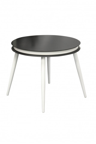 Set 2 masute de cafea rotunde din lemn de plop Suri 40x40x44 cm negru/alb - Img 2