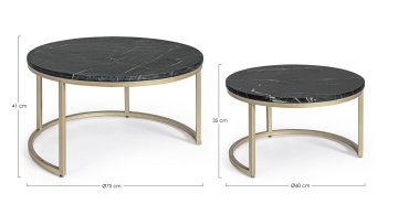 Set 2 măsuțe de cafea rotunde Prescott, blat din marmură, structură din oțel - Img 2