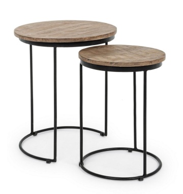 Set 2 măsuțe de cafea rotunde Walton, din lemn de mango și metal, diametru 35 cm și 46 cm - Img 6