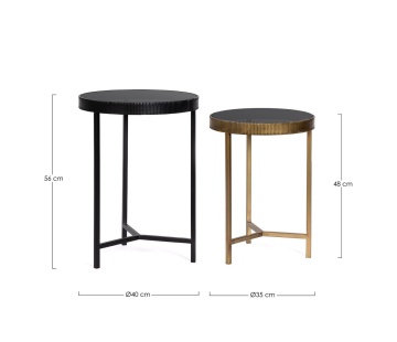 Set 2 Măsuțe de cafea Yamir rotunde, din oțel și sticlă securizată, diametre 35 cm și 40 cm - Img 2
