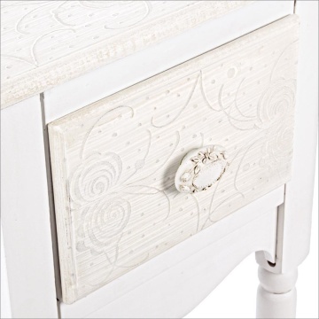 Set 2 măsuțe laterale Clorine, cu motive florale încrustate, din MDF, finisaj mat, 33x26.5x72.5 cm - Img 5