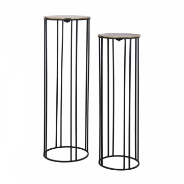 Set 2 masute pentru plante cu blat din aluminiu Novan 79x90 cm - Img 1