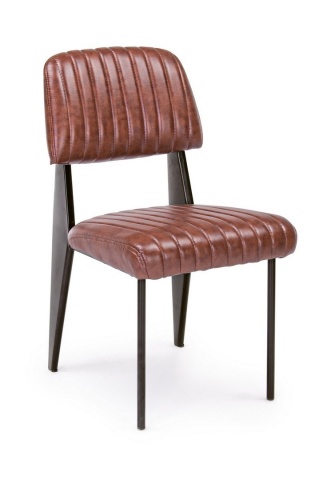 Set 2 scaune Nelly, cu brațe, piele ecologică, maro, 60x59x81 cm