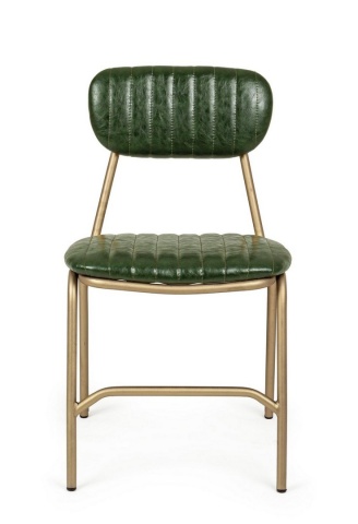 Set 2 scaune tapițate, cu ținte metalice, din piele ecologică și metal, verde închis, 44 x 55 x 80 cm - Img 3