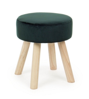Set 2 taburete Adeline, tapițate cu catifea, verde inchis, 34x34x38 cm