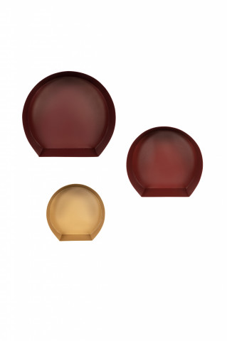 Set 3 polite din fier 27cm / 31,5cm / 39,5cm x 26cm / 30cm / 37,5 cm roșu/ auriu