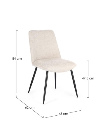 Set 4 scaune Cora, tapițate cu material textil, picioare din oțel, bej - Img 3