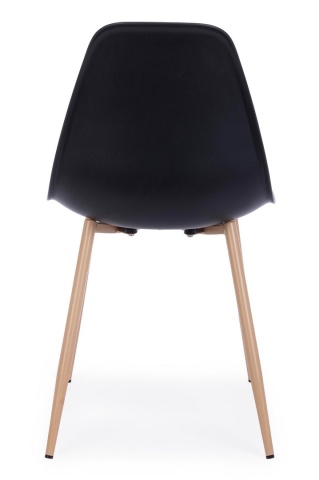 Set 4 scaune Mandy, șezut polipropilenă negru și picioare metalice aspect lemn natur, 53x46x82 cm - Img 4