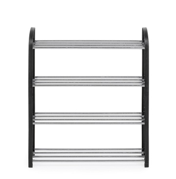 Set de 12 Pantofar cu 4 rafturi, din oțel și PP, negru, 50,5 x 19 x 57 cm - Img 2