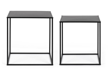 Set de 2 Măsuțe de cafea Alrik, Pătrate, din Oțel Vopsit electrostatic, Negru, 34x34x37 cm și 38x38x41 cm - Img 3
