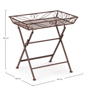 Set de 2 Măsuțe de cafea pliabile Melanie, metal, maro, 63 x 40 x 60 cm - Img 2