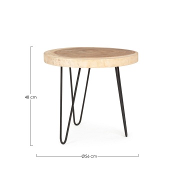 Set de 2 Măsuțe de cafea Tuala, Rotunde, din lemn de mungur și oțel, Natur, Diametru 56 cm, Înălțime 48 cm - Img 2