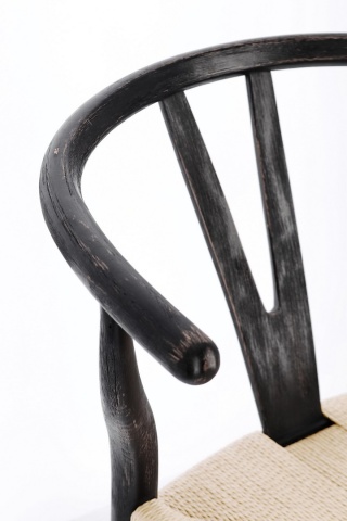 Set de 2 Scaun din lemn de fag cu șezut împletit, natural/negru, 50 x 49.5 x 77 cm - Img 7
