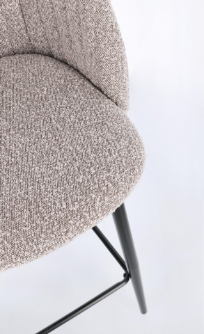 Set de 2 scaune de bar Queen, cu tapițerie din material boucle, negru/bej - Img 8
