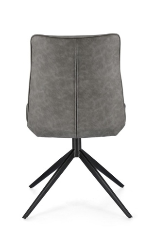 Set de 2 scaune din piele ecologică și oțel vopsit electrostatic, Gri, 50 x 64 x 86 cm - Img 4