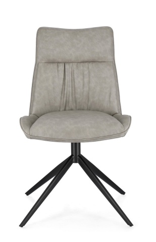Set de 2 scaune din piele ecologică și oțel vopsit electrostatic, Taupe, 50 x 64 x 86 cm - Img 3