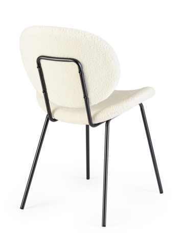 Set de 2 scaune Maddie, din țesătură bouclé și metal, alb, 52x59.5x79.5 cm - Img 2