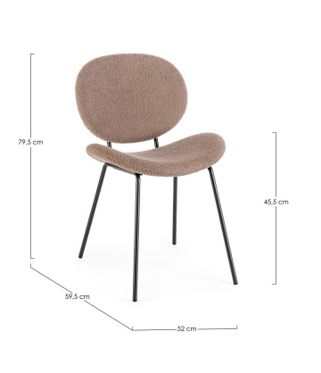 Set de 2 scaune Maddie, din țesătură bouclé și metal, maro, 52x60x80 cm - Img 3
