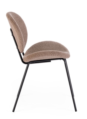 Set de 2 scaune Maddie, din țesătură bouclé și metal, maro, 52x60x80 cm - Img 6