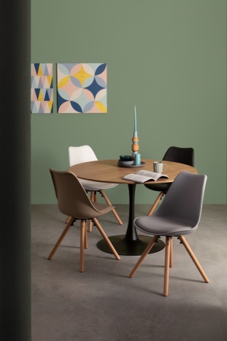 Set de 2 scaune New Trend, din plastic și lemn de fag, gri, 54x49x83.5 cm - Img 8