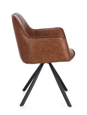 Set de 2 scaune pivotante din piele ecologică, maro deschis, 59.5x61x84 cm - Img 5