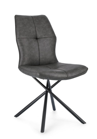 Set de 2 scaune, șezut din piele ecologică, picioare din oțel vopsit epoxidic, Gri antracit