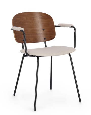 Set de 2 scaune vintage Sienna cu brațe, din țesătură, bej, 57x60x80 cm