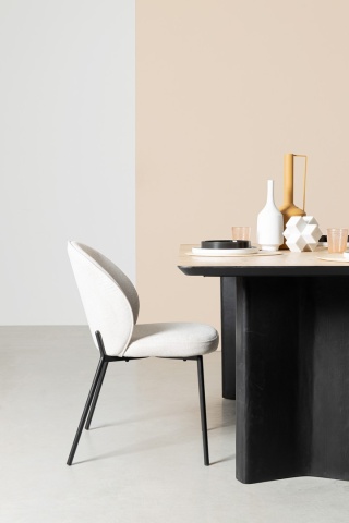Set de 2 scaune Wendy tapitate negru/bej, 54x60x83 cm - Img 9