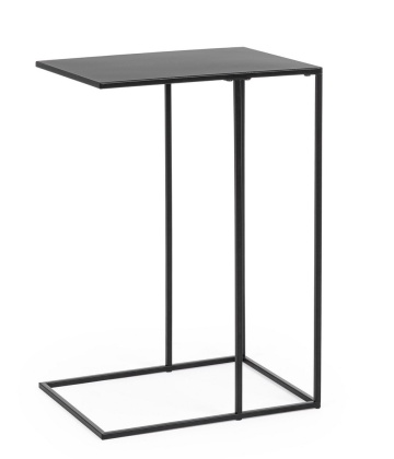 Set de 4 măsuțe laterale Alrik, rectangulare, din oțel vopsit electrostatic, negru, 40x30x58 cm