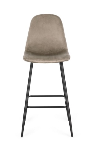 Set de 4 scaune de bar Irelia, cu picioare din oțel negru și tapițerie catifea taupe, 75 cm - Img 3