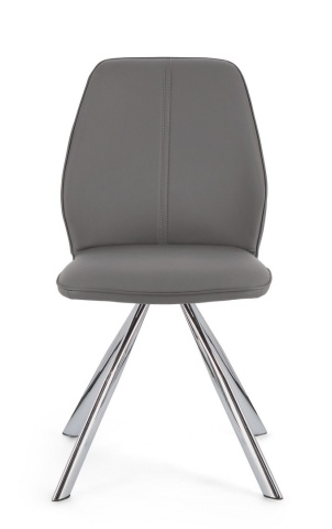 Set de 4 scaune din piele ecologică și picioare din oțel cromat, gri, 44x62x88 cm - Img 3