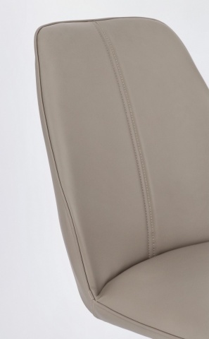 Set de 4 scaune din piele ecologică și picioare din oțel cromat, taupe, 44x62x88 cm - Img 6