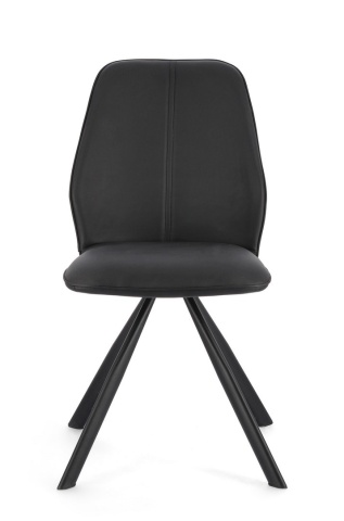 Set de 4 scaune din piele ecologică și picioare din oțel vopsit electrostatic, negru, 44x62x88 cm - Img 3