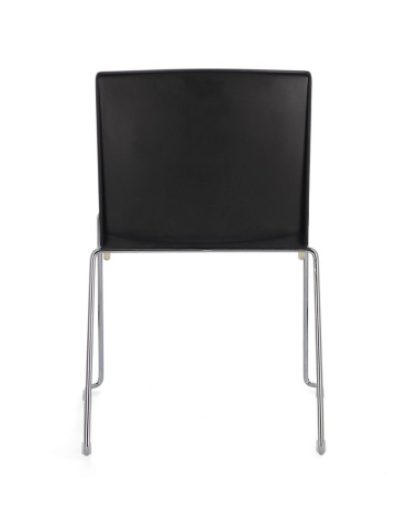Set de 4 scaune Giulia, din plastic cu șezut tapițat și picioare din oțel cromat, negru, 43.5x50x79 cm - Img 5