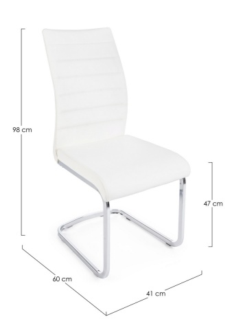Set de 4 scaune Myra din piele ecologică, alb, 41x60x98 cm - Img 3