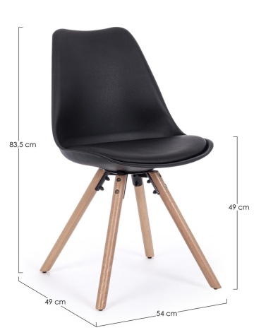 Set de 4 scaune New Trend, din plastic și lemn de fag, negru, 54x49x83.5 cm - Img 2
