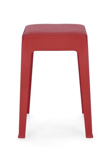 Set de 6 taburete cu șezut din piele ecologică, roșu, 33x33x47 cm - Img 2