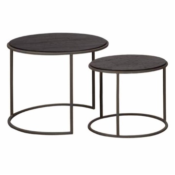 Set masute laterale Spello din lemn de tec mat gri de la 45 cm