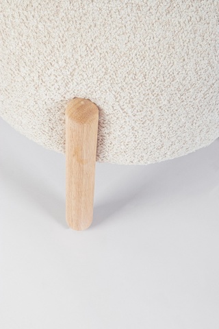 Taburet Dayla, rotund, diametru 45 cm, din poliester cu efect bouclé, crem - Img 4