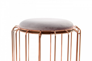 Taburet tapitat/masuta de cafea rotund/a Comfortable 50x50x45 cm gri deschis - Img 7
