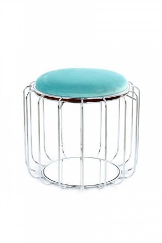 Taburet tapitat/masuta de cafea rotund/a Comfortable 50x50x45 cm albastru deschis