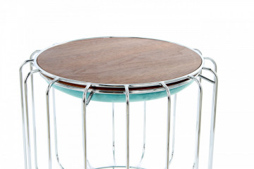 Taburet tapitat/masuta de cafea rotund/a Comfortable 50x50x45 cm albastru deschis - Img 6