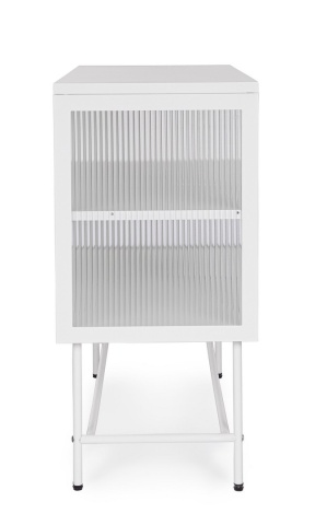 Vitrina Carey, 2 uși, din oțel, alb, 110x43x90 cm - Img 4